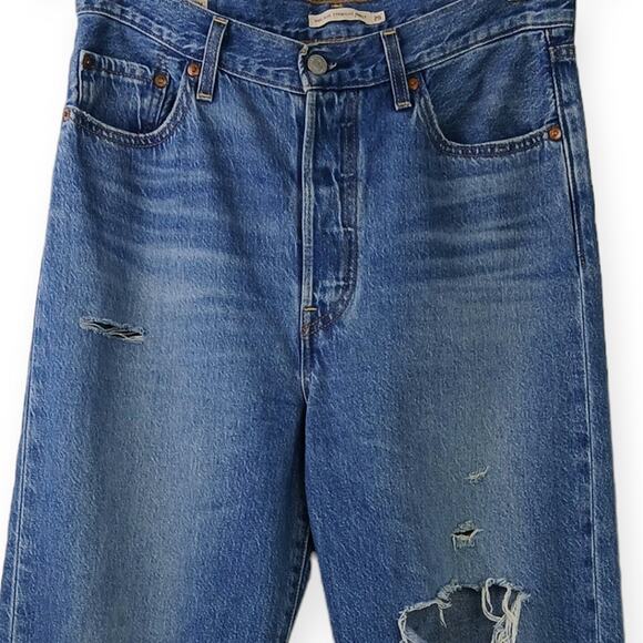 Levi's SZ 29 Premium Denim Ribcage Straight Ankle Distressed  S40197 - Picture 3 of 7